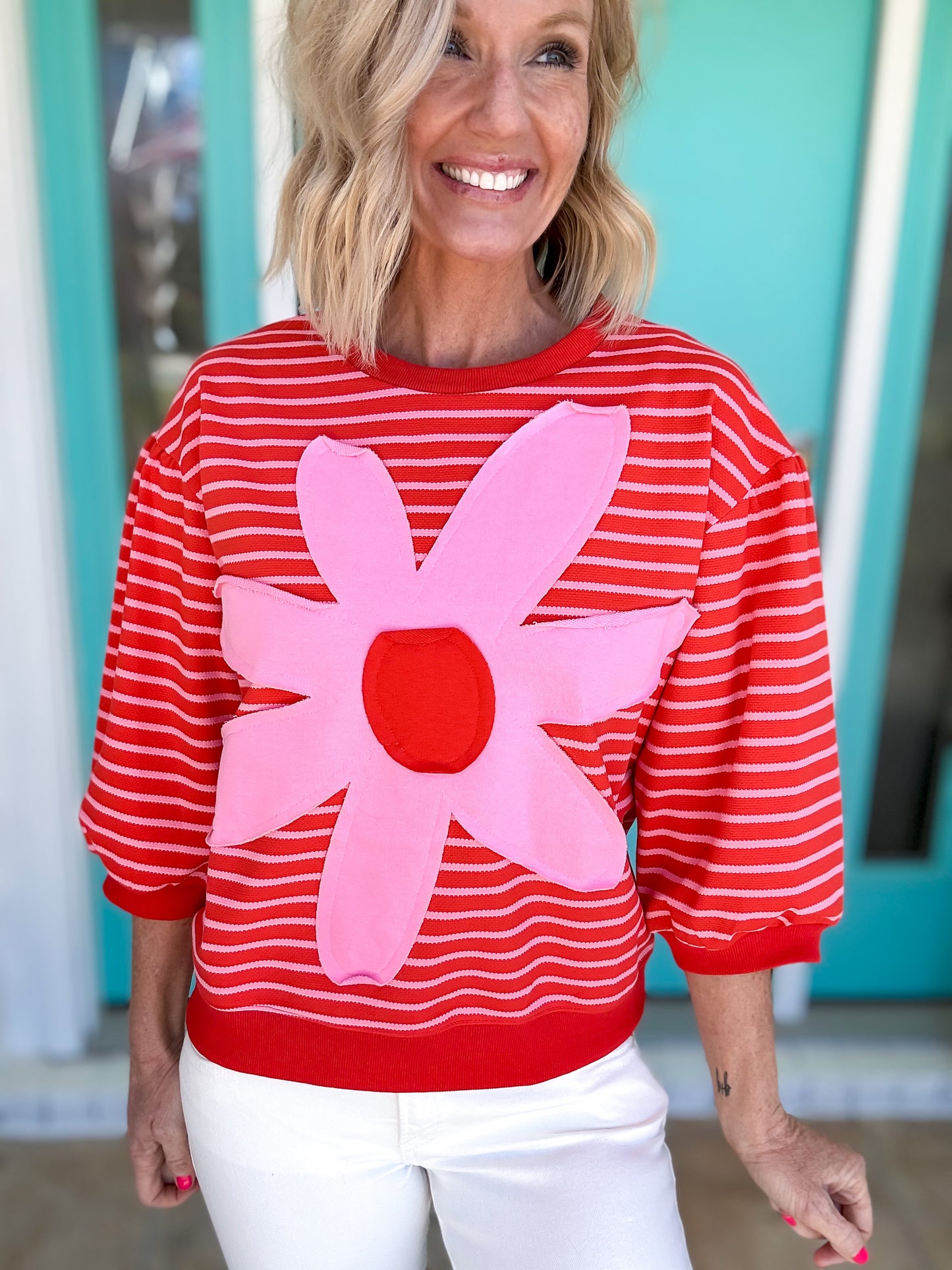 Striped Flower Patch Blouse