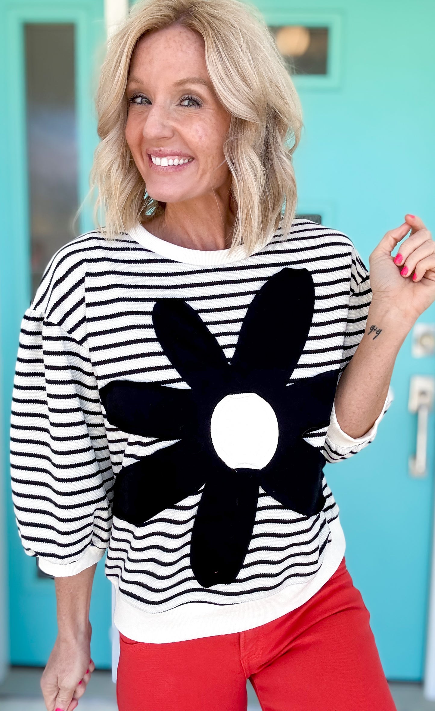 Striped Flower Patch Blouse