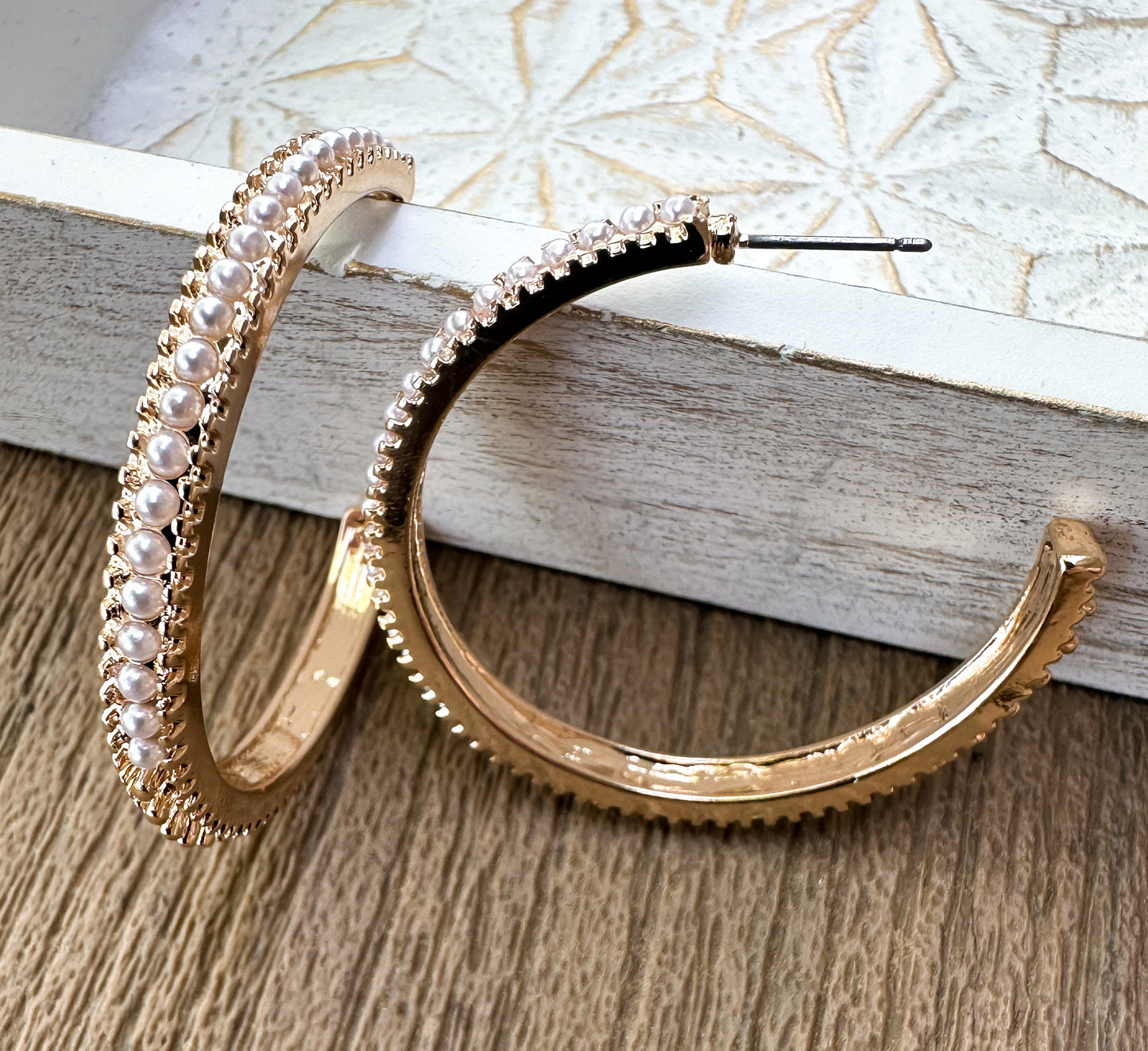 Pearl Stud Hoop Earrings