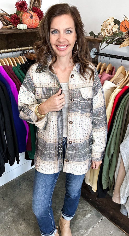 The Sequin Showstopper Plaid Shacket