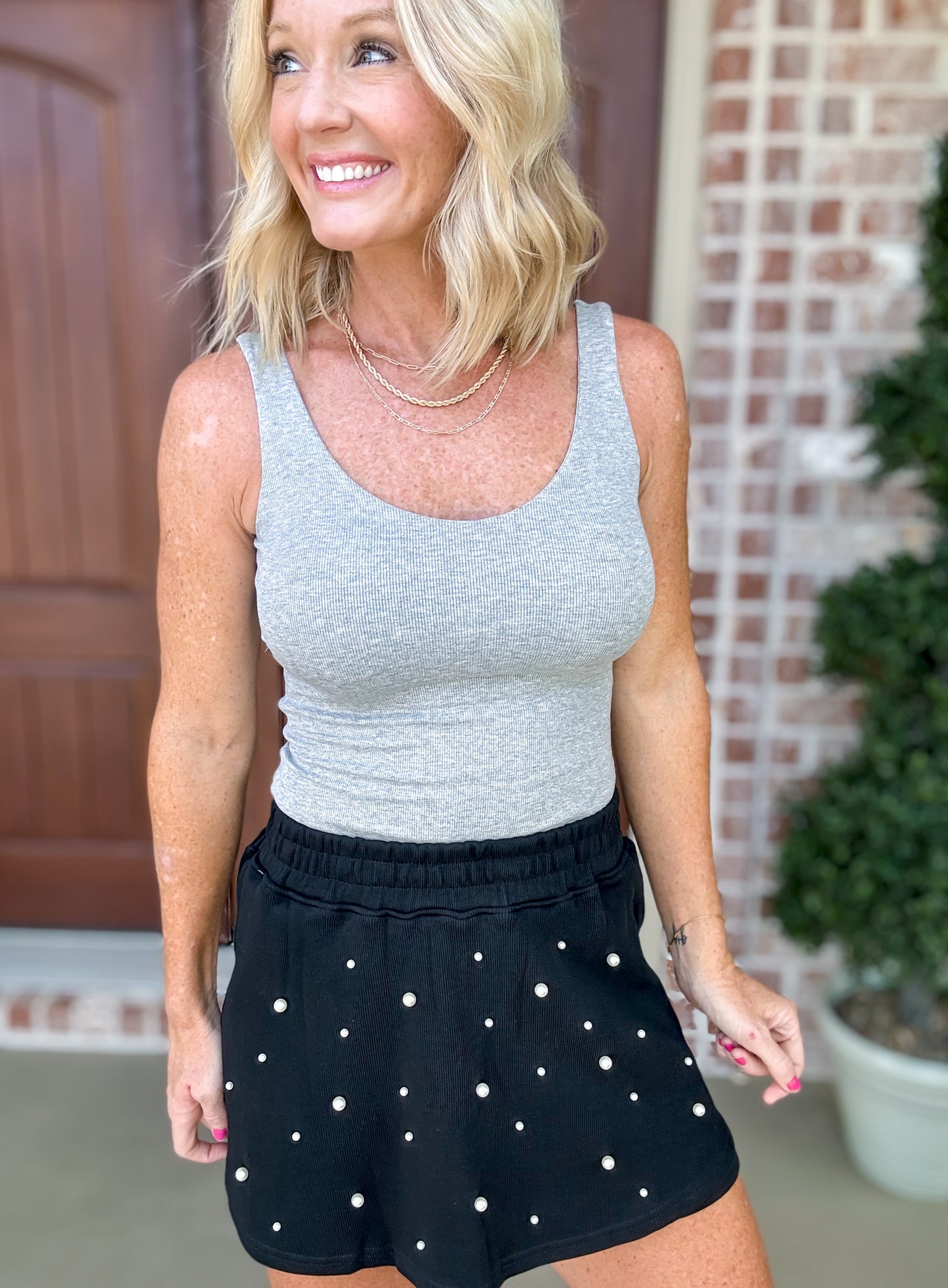 Pretty Pearl Textured Skort