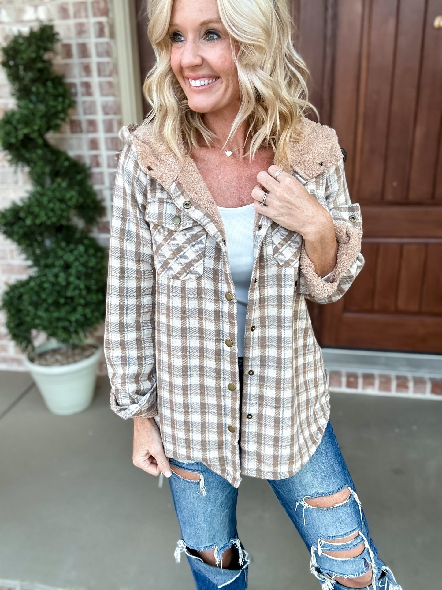The Patty Plaid Sherpa Lined Shacket