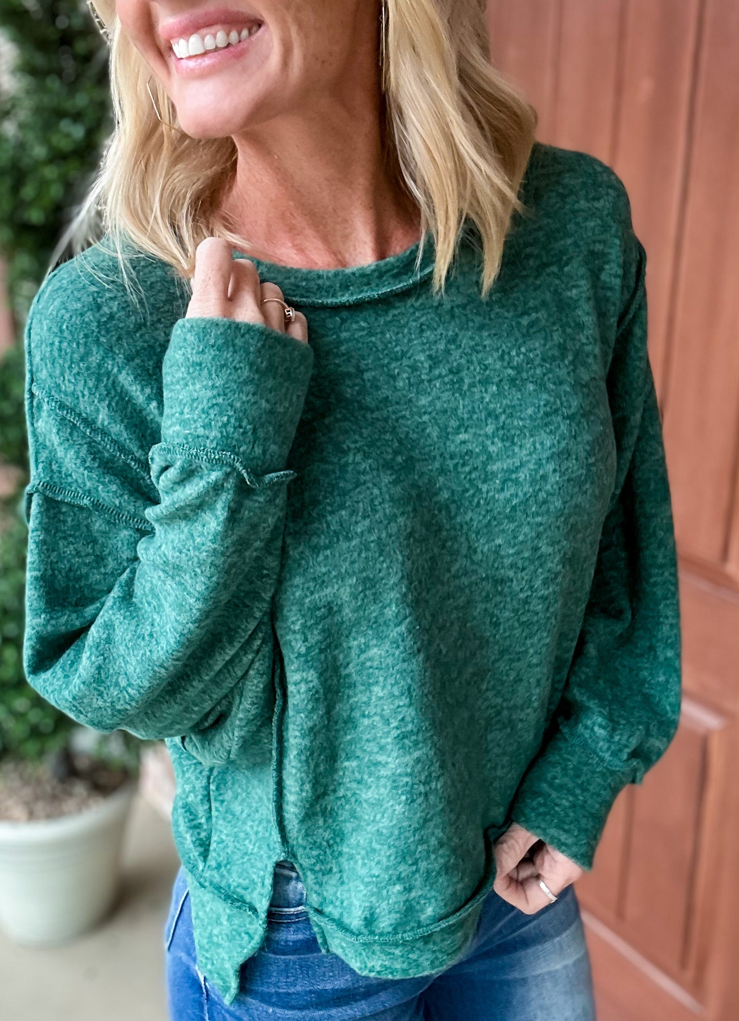 BOXY SOFT Cropped Side Slit Pullover