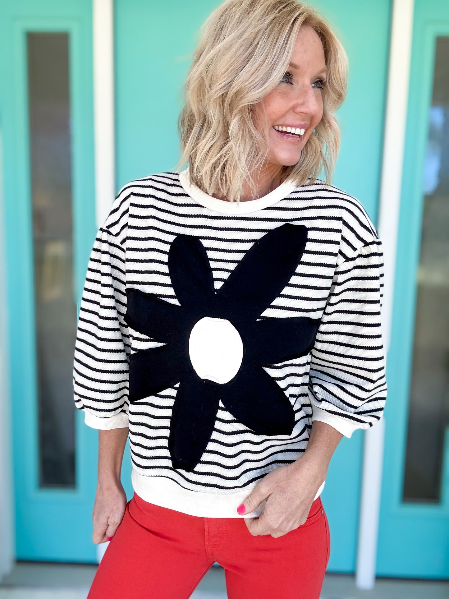 Striped Flower Patch Blouse