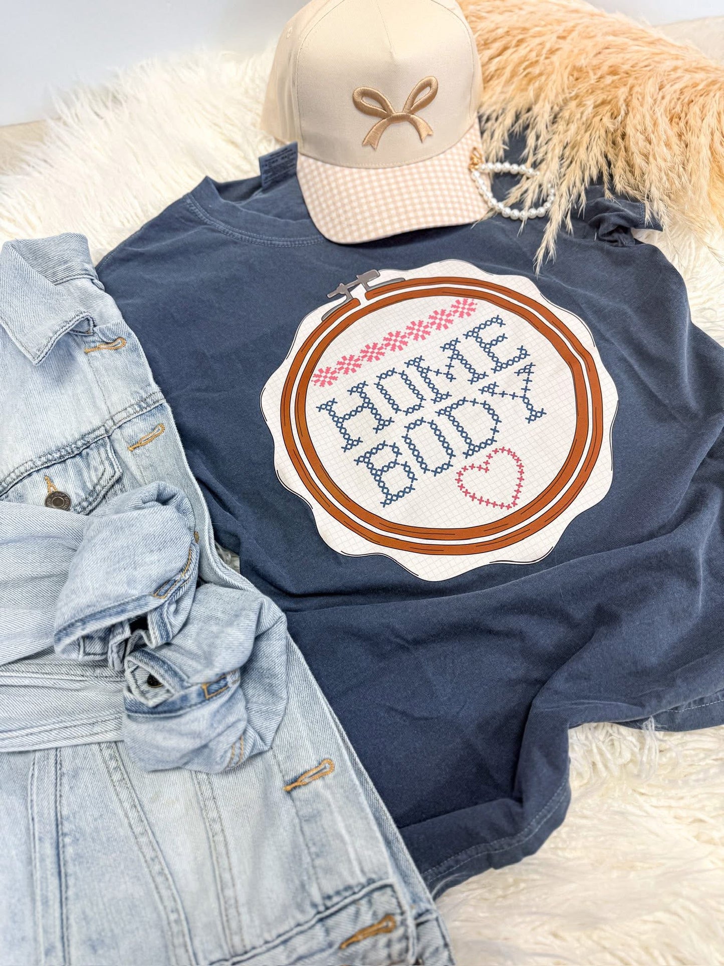 Homebody Cross Stitch Graphic Tee