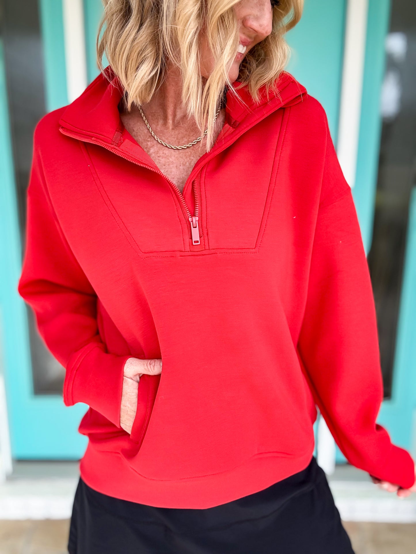 No Question Quarter Zip Scuba Pullover