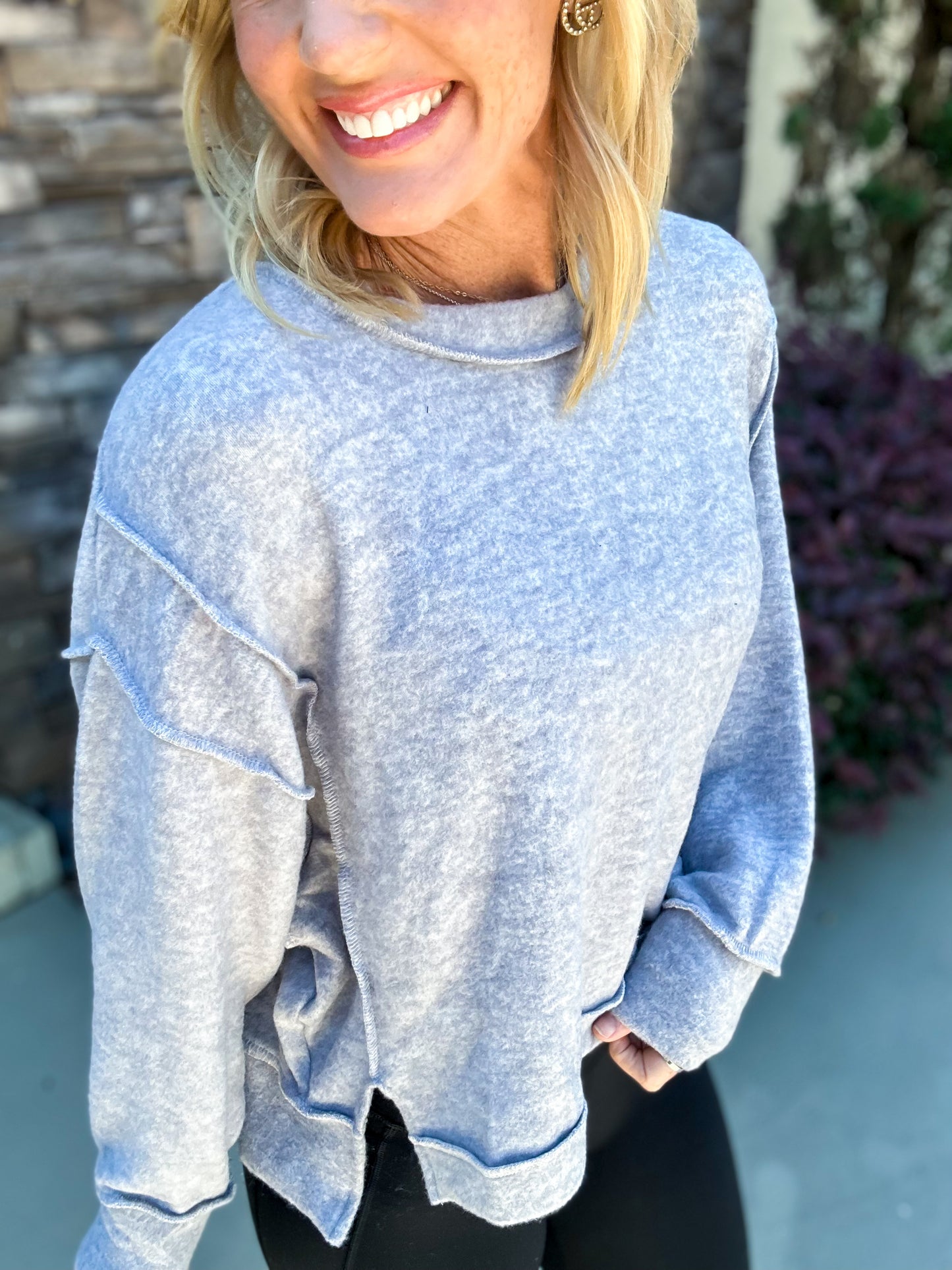 BOXY SOFT Cropped Side Slit Pullover
