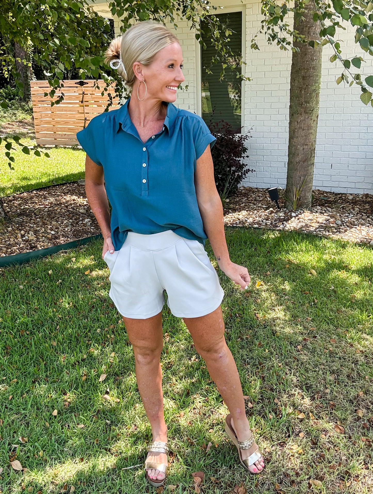 Pleated Trouser Shorts by Mono B