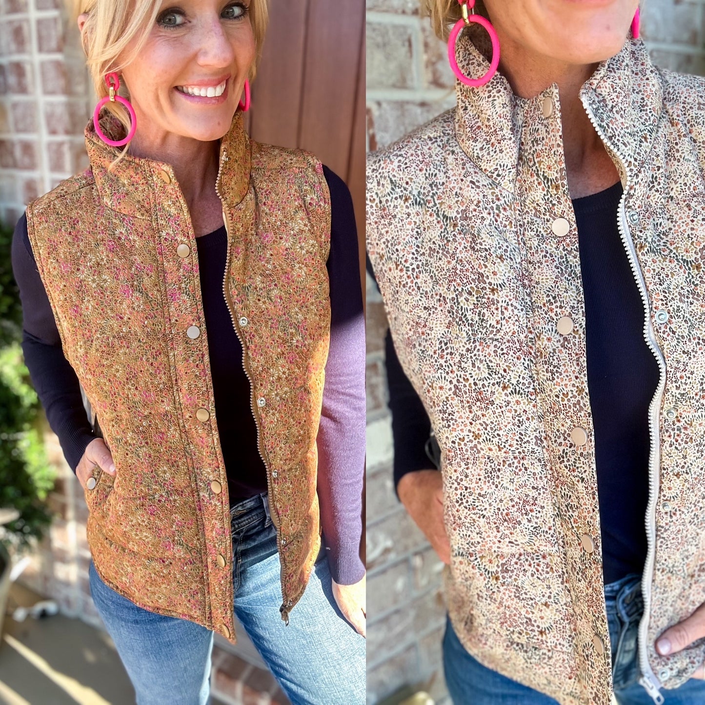 Fantasy Floral Print Padded Vest