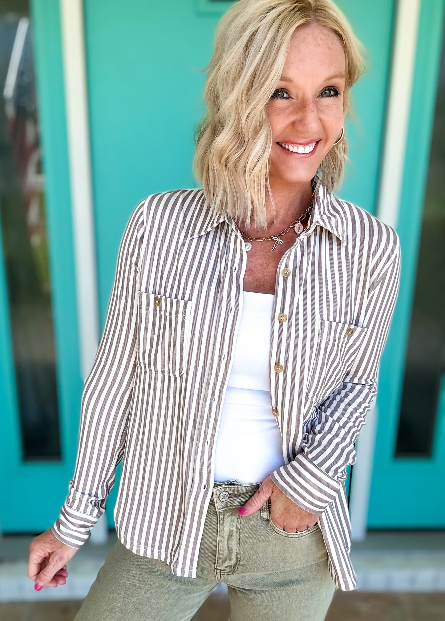 Harvest Stripe STRETCHY Button Up