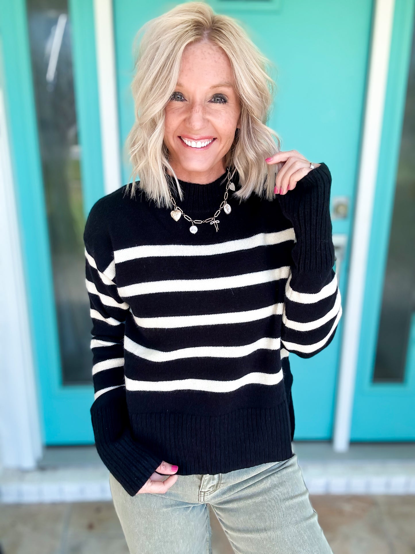 Classic Stripe Black Sweater