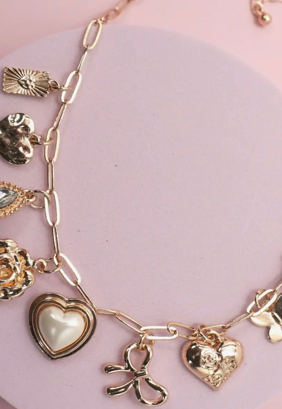 Pearl + Stone Charm Necklace