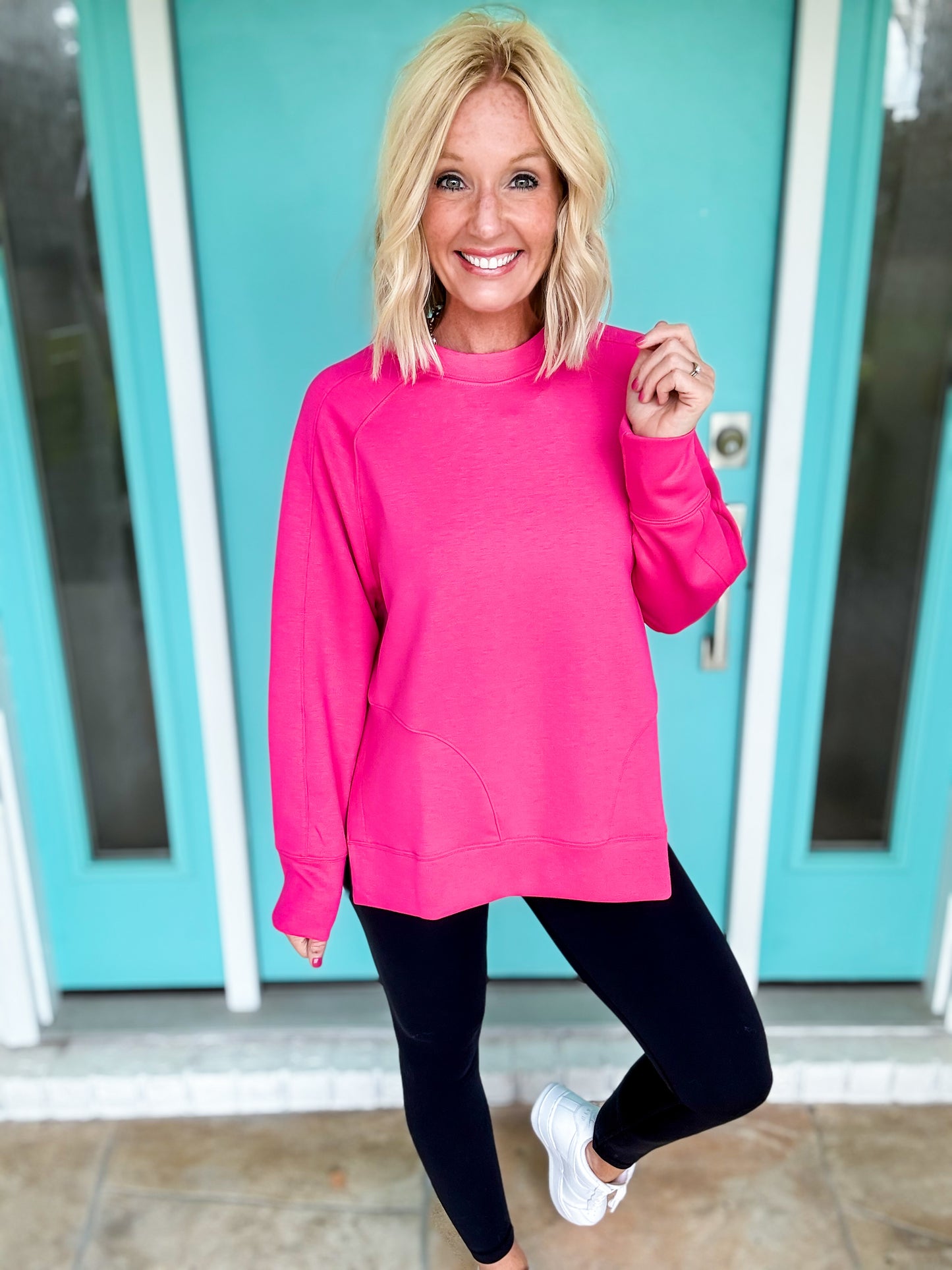 Luxe Side Slit Scuba Pullover