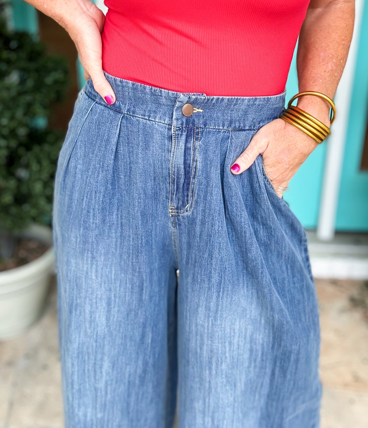 Living in These Elastic Waist Denim
