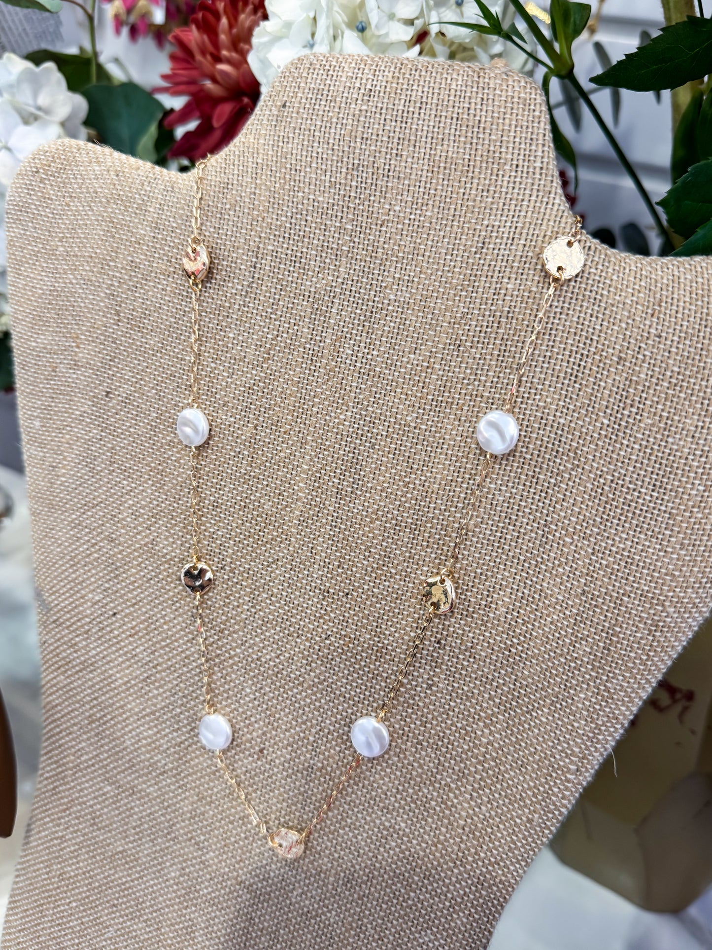 Gold Coin & Pearl Necklace