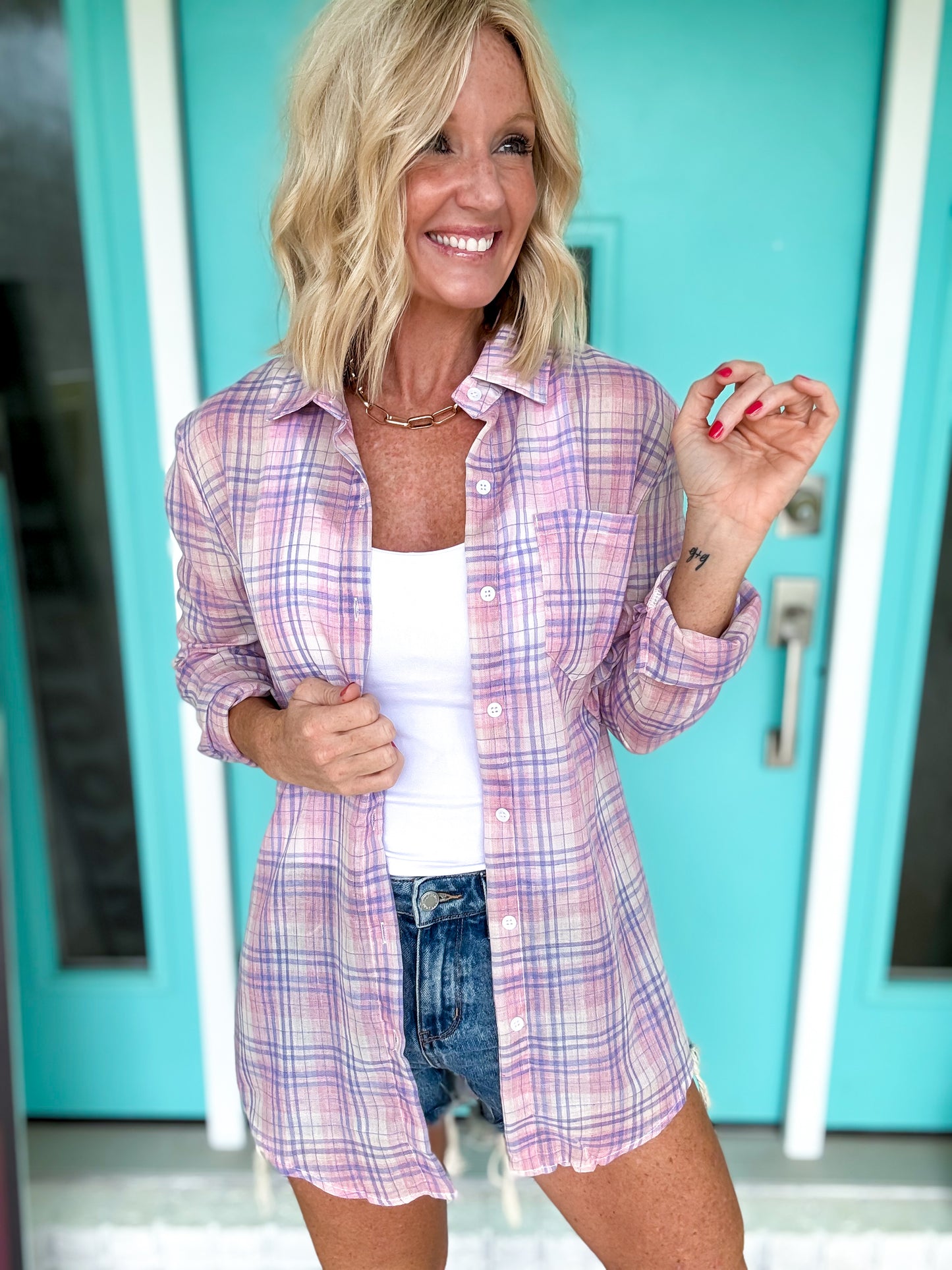 Fall in Love Plaid PINK Top
