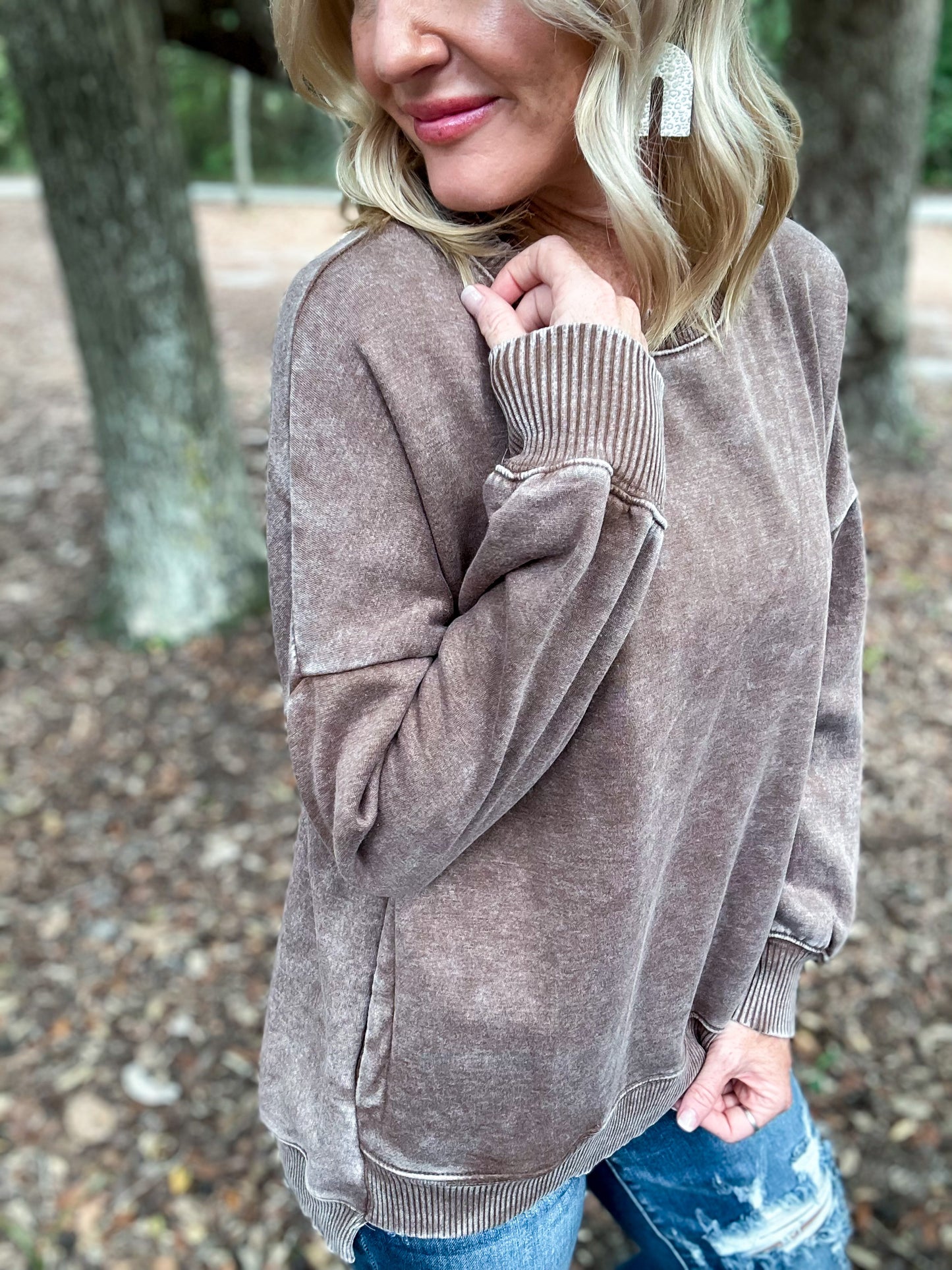 Abby Acid Wash Fleece Pullover