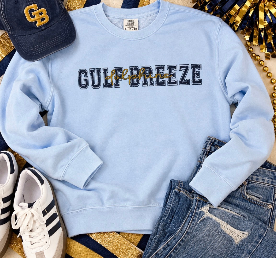 Gulf Breeze Dolphins Baby Blue Pullover