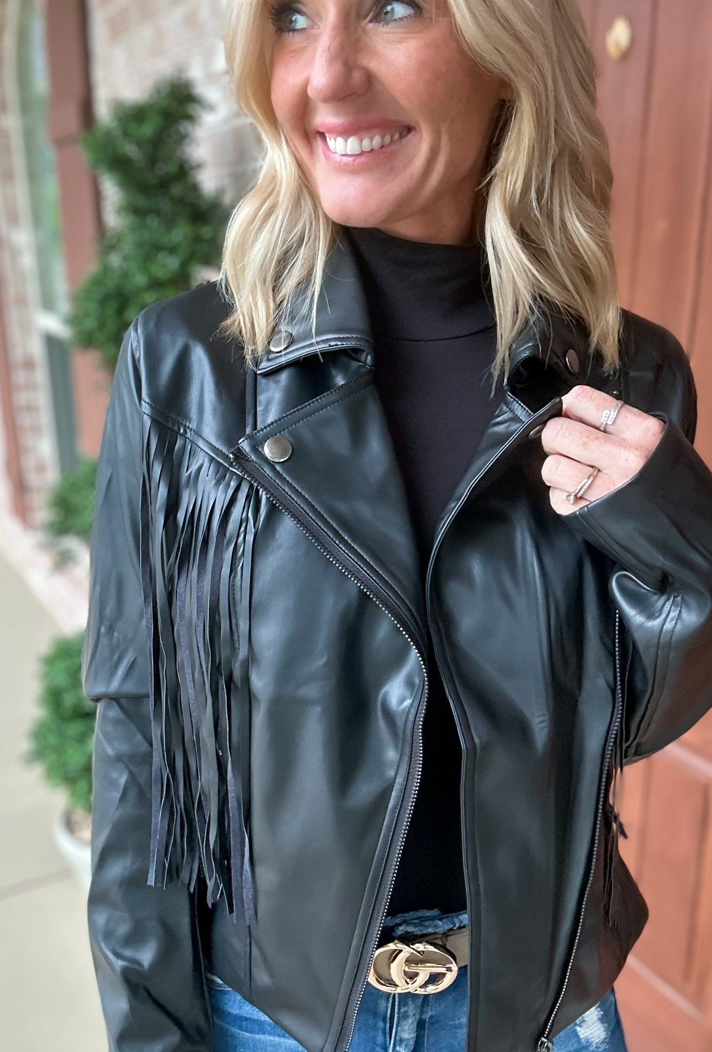Rockstar Fringe Faux Leather Jacket
