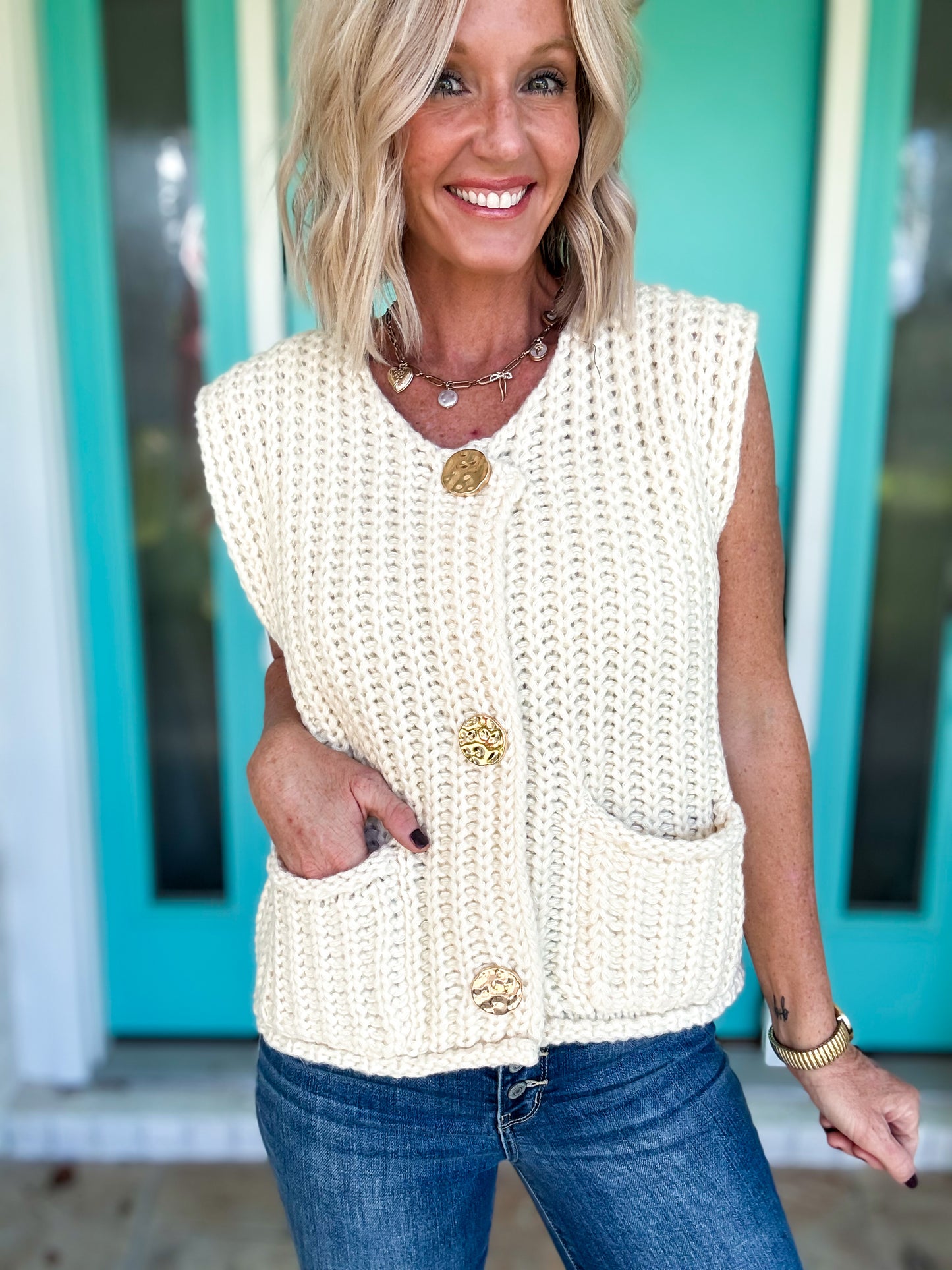 Frosted Cream Sweater Vest