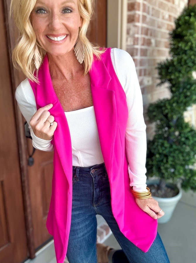 Don't Wanna Be Alone Tonight Pink Crepe Vest