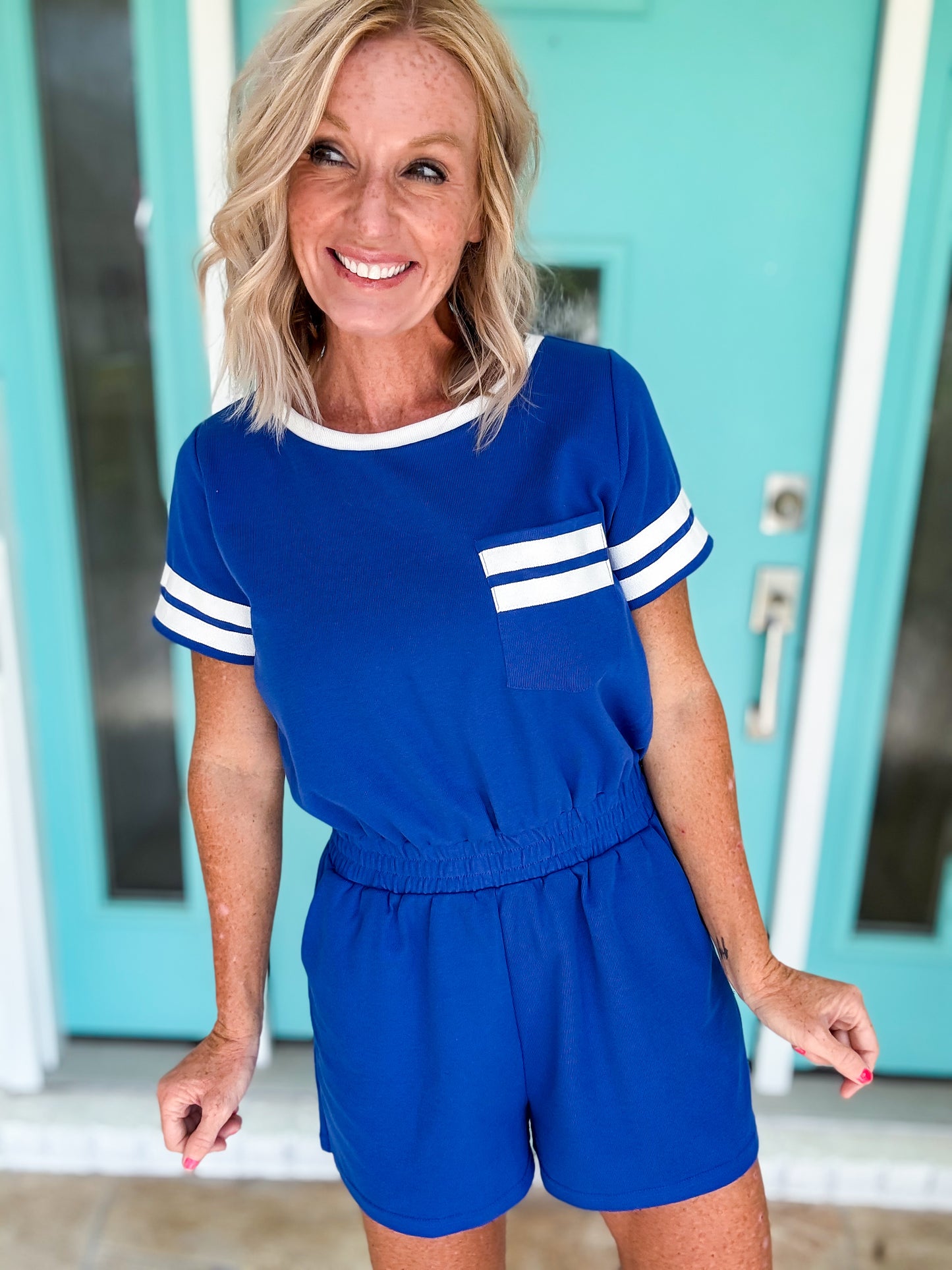 Stripe It Gameday Romper