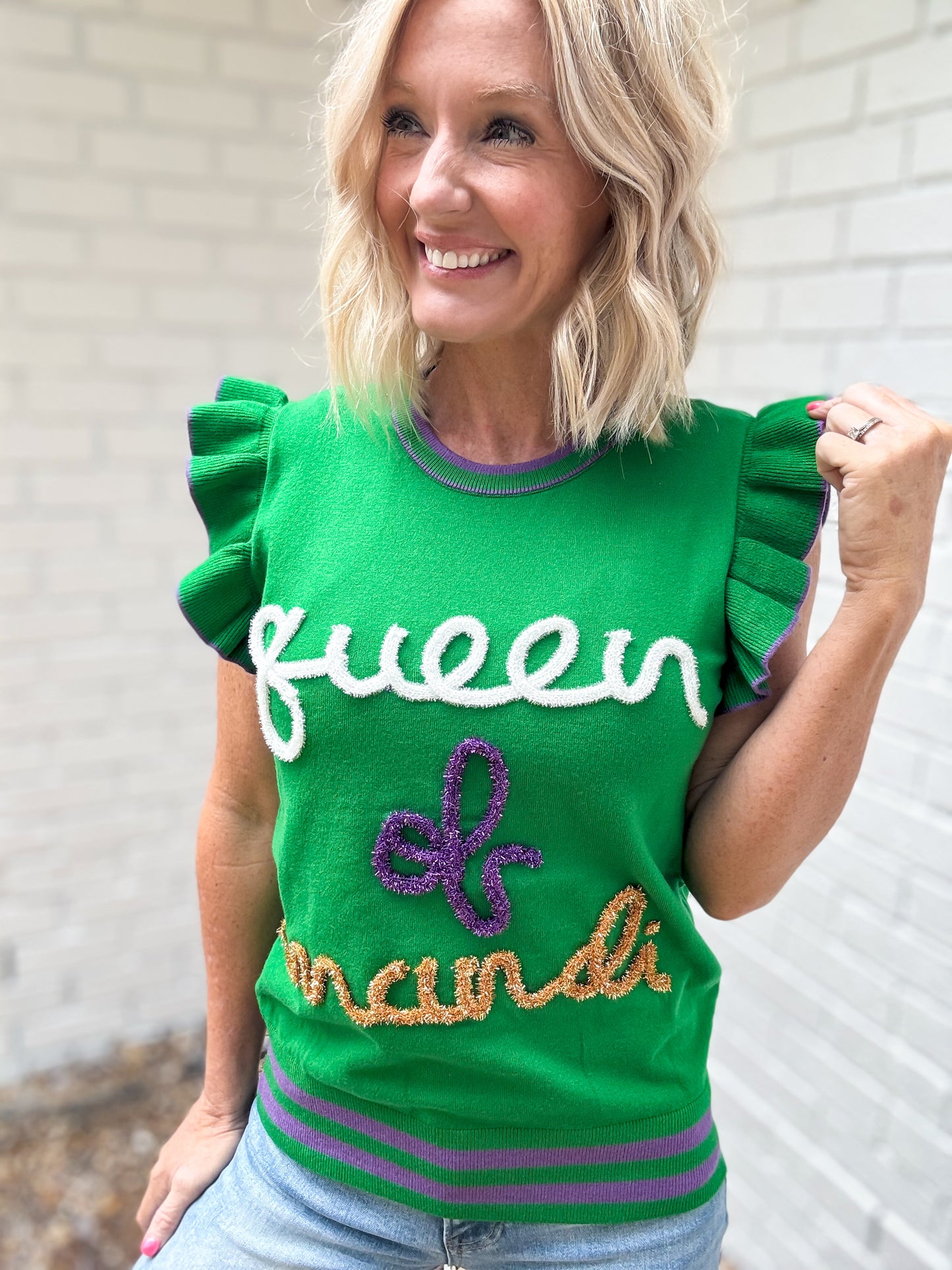 Queen of Mardi Tinsel Top