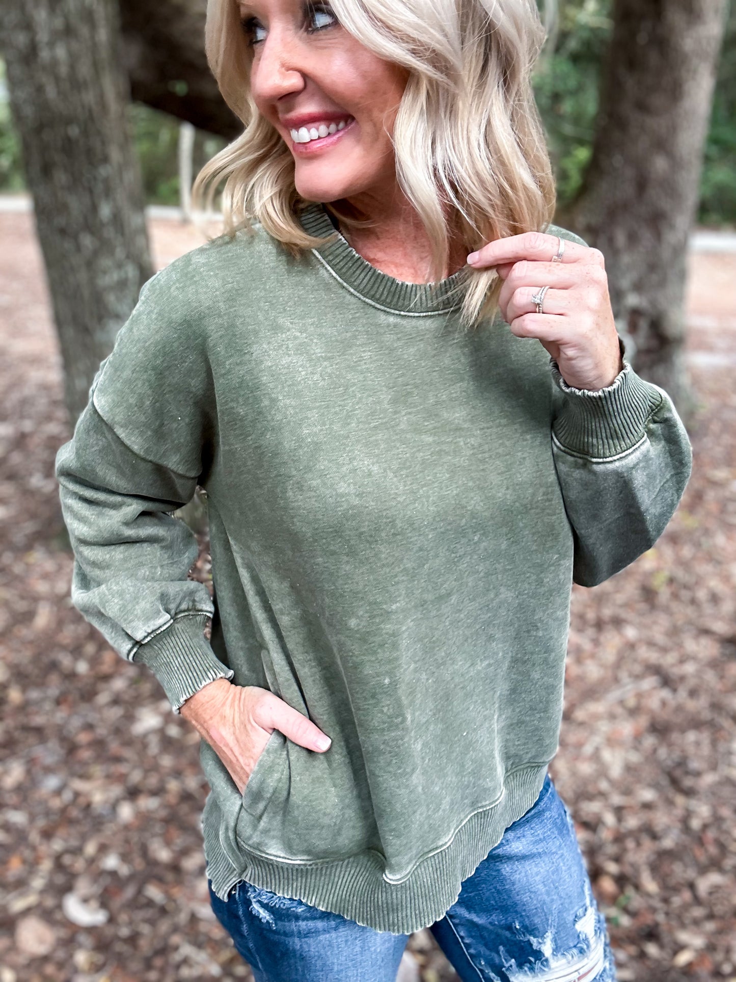 Abby Acid Wash Fleece Pullover