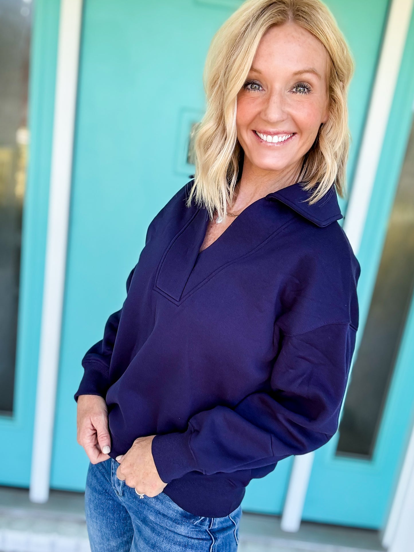 Fleece Collar Pullover