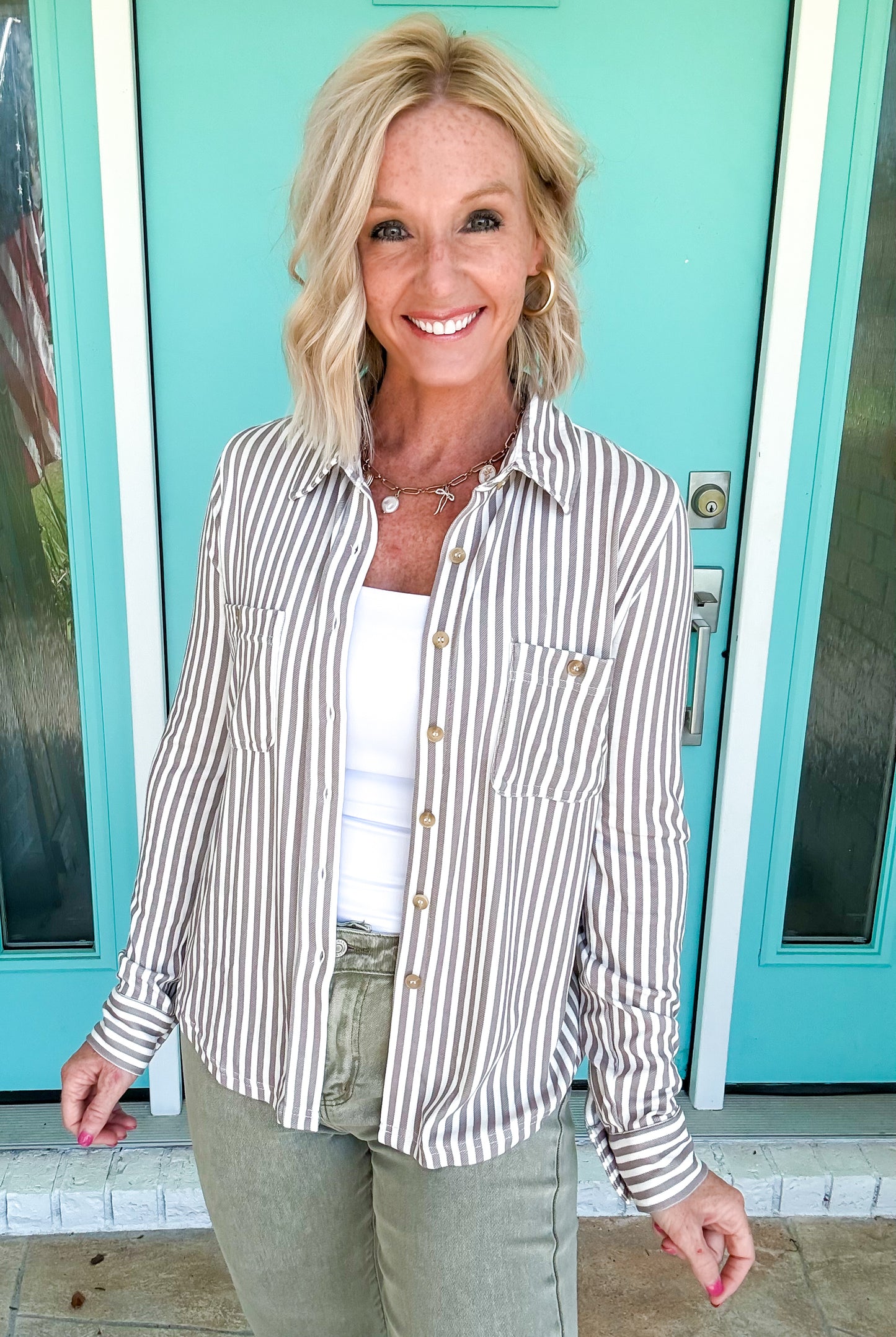 Harvest Stripe STRETCHY Button Up