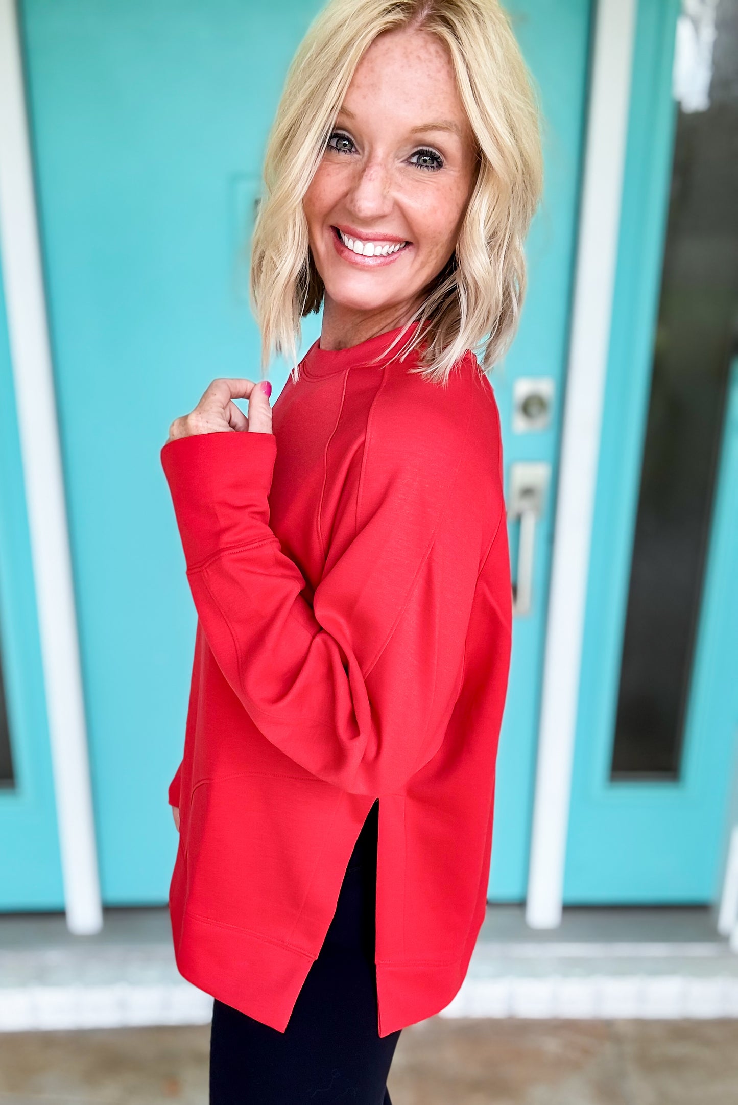 Luxe Side Slit Scuba Pullover