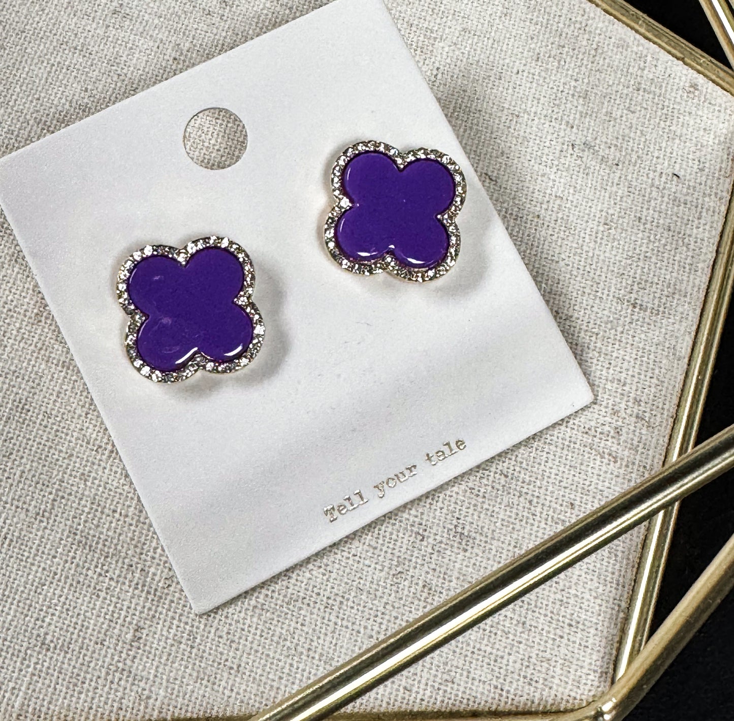 Purple Clover Stud Earring