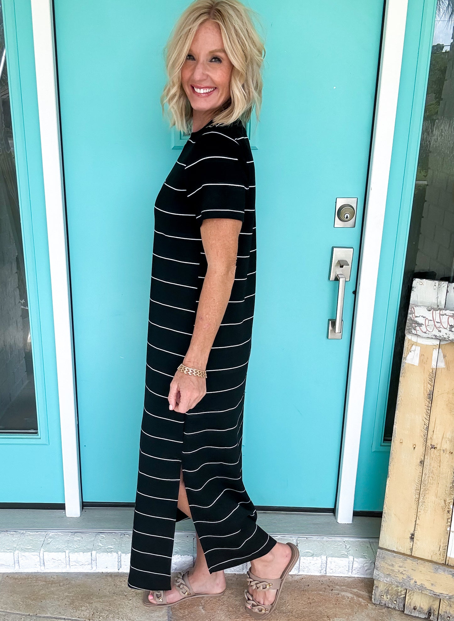 Power Stripe Scuba Dress