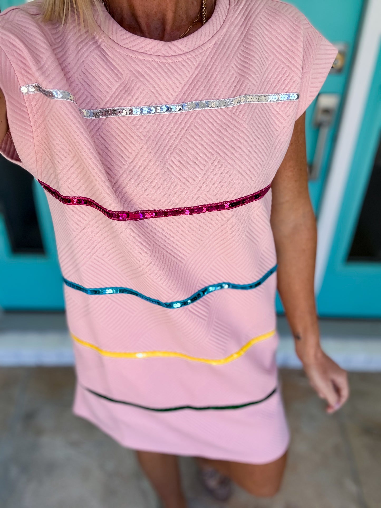 Petal Pop Sequin Striped Dress