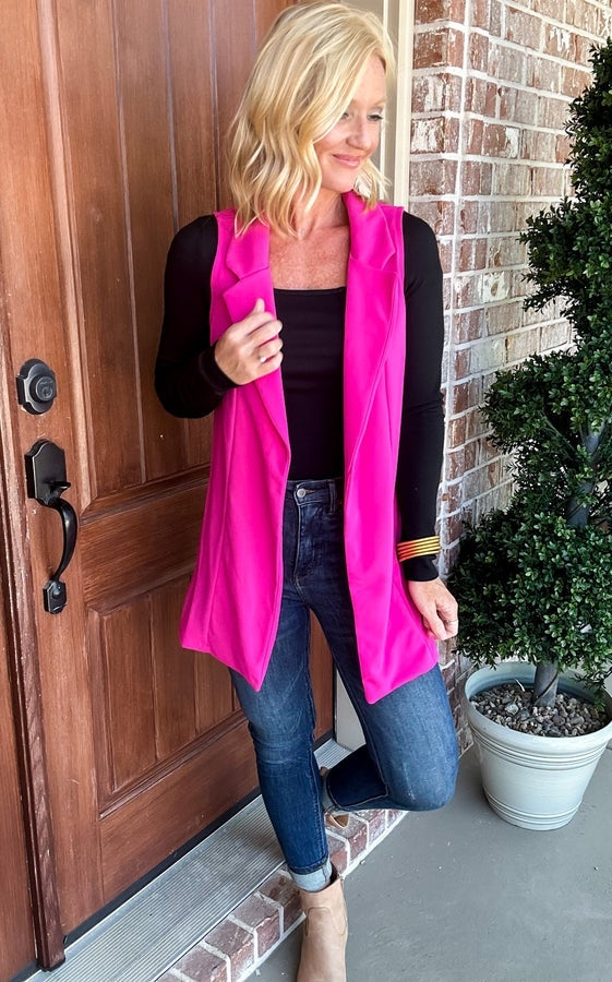 Don't Wanna Be Alone Tonight Pink Crepe Vest