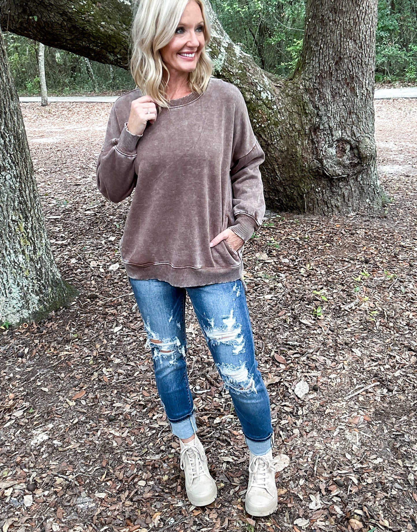Abby Acid Wash Fleece Pullover