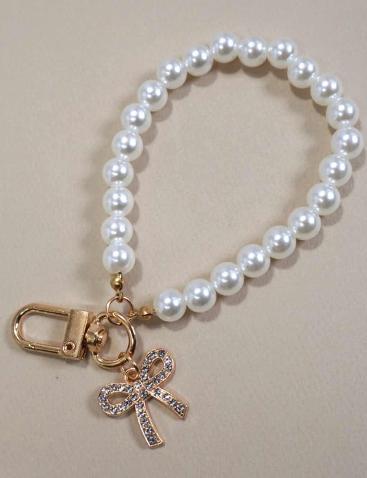 Pearl Bow Bag Charm Keychain