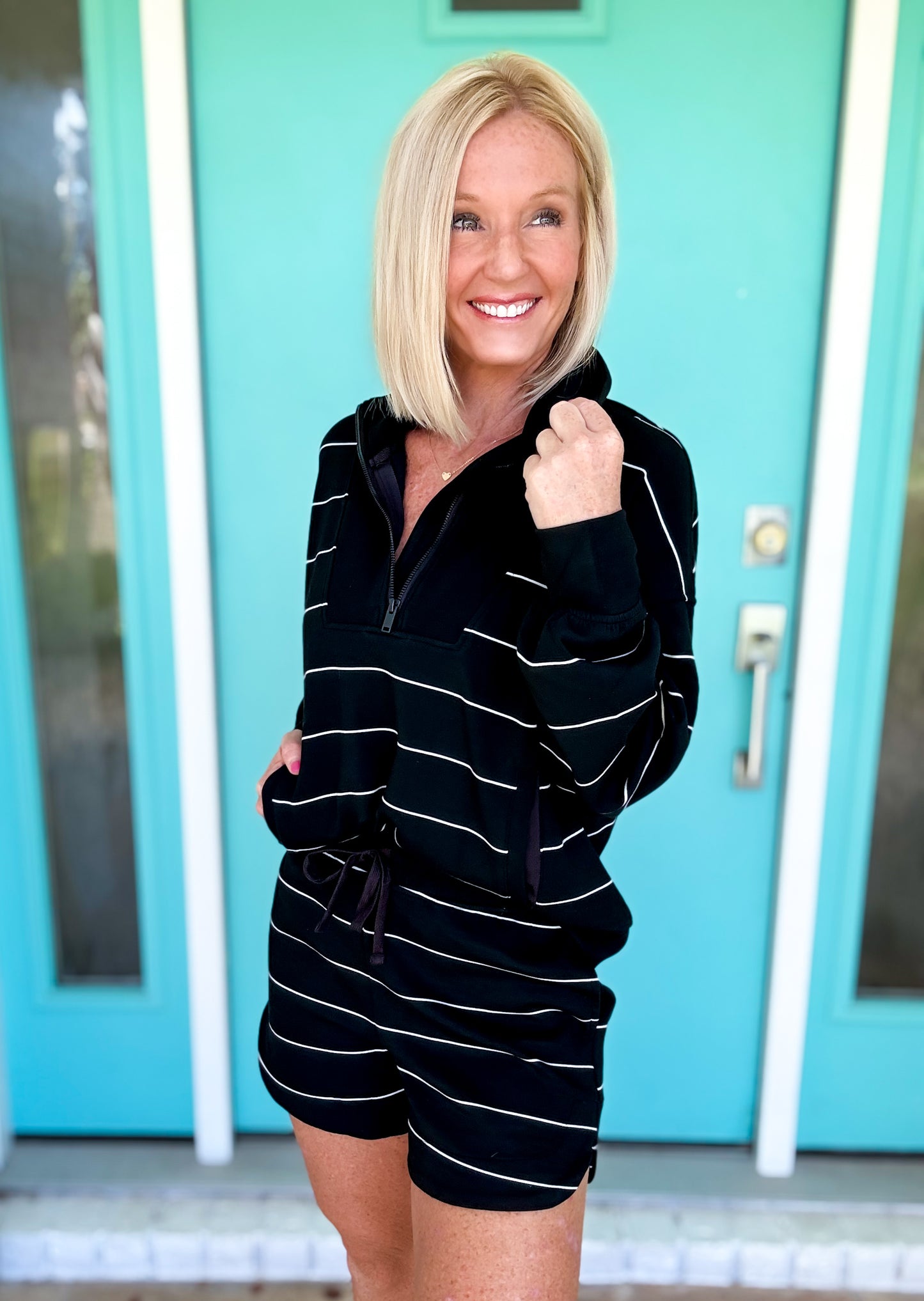 Lauren Luxe Scuba Striped Shorts