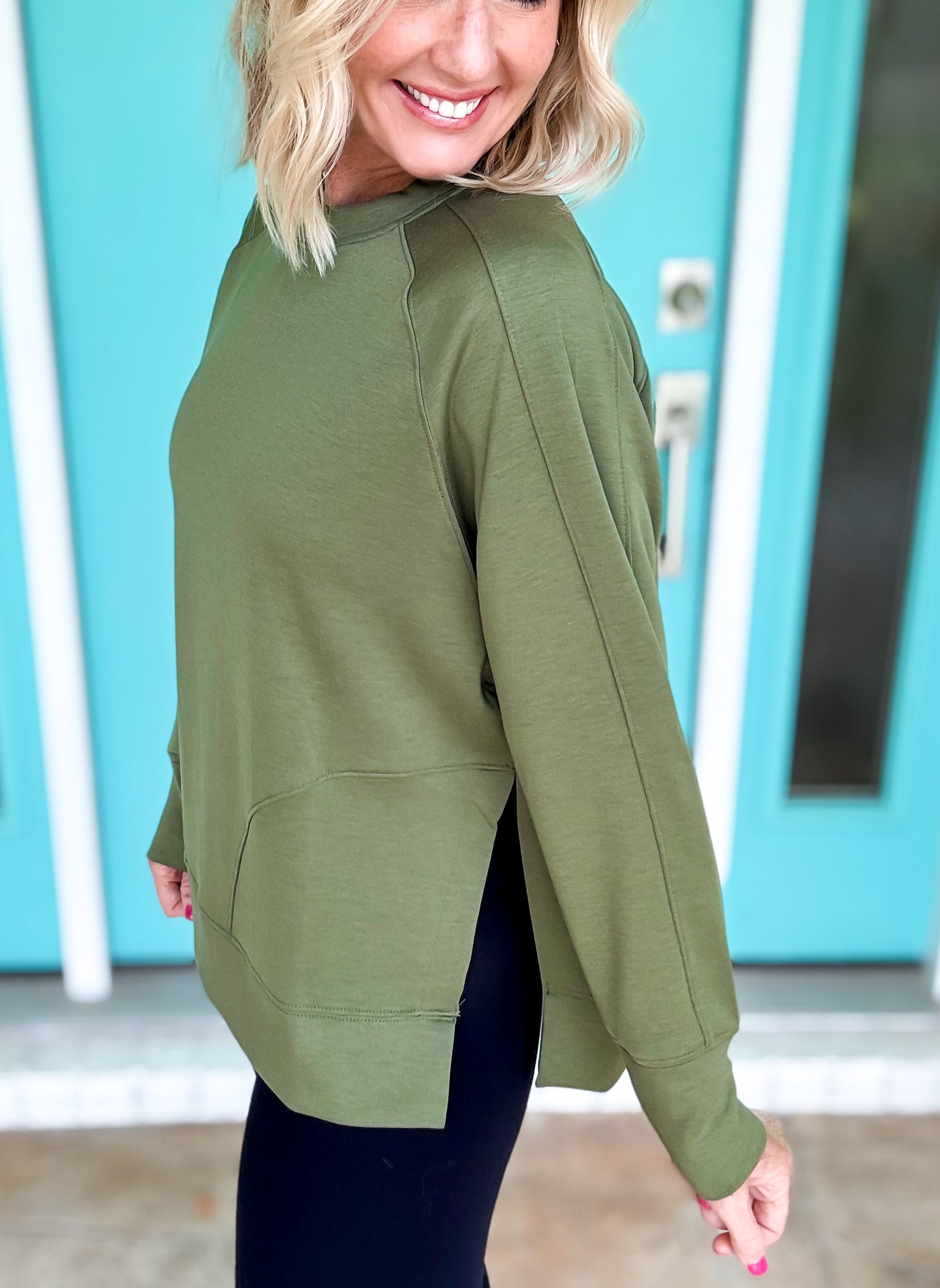Luxe Side Slit Scuba Pullover