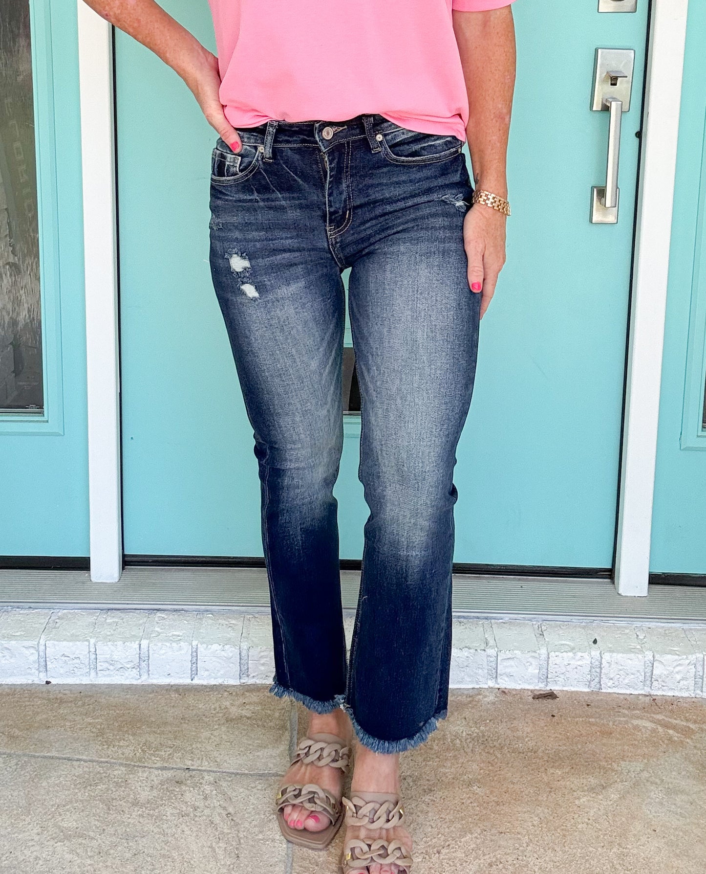 Sunrise Cropped Straight Jeans -- Dark