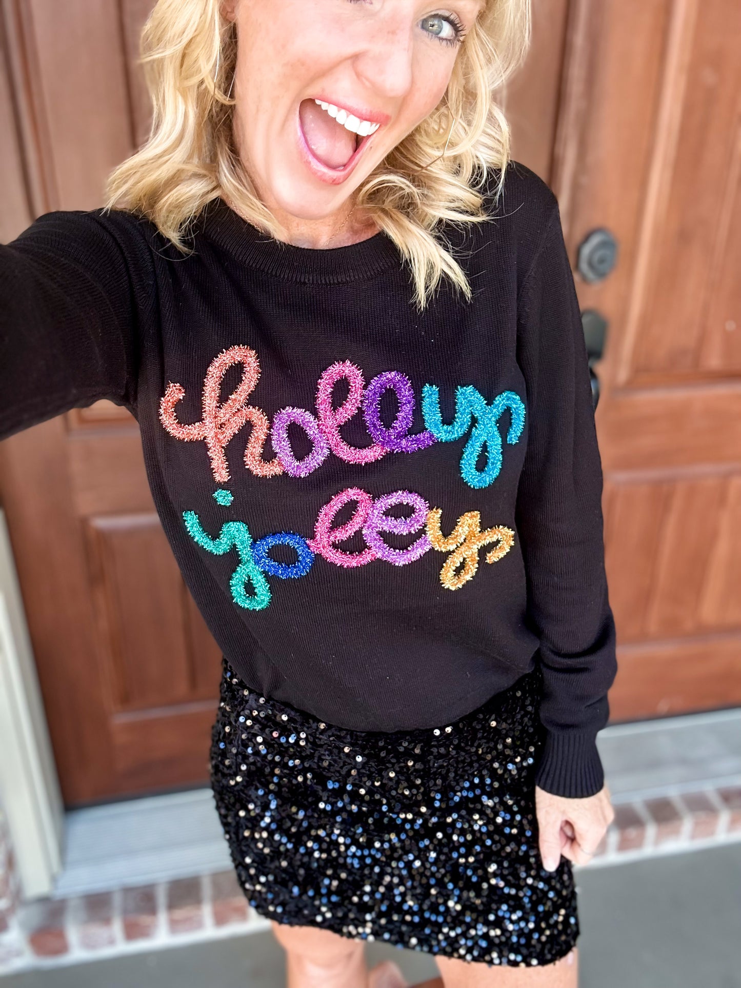 Holly Jolly Glitter Tinsel Sweater