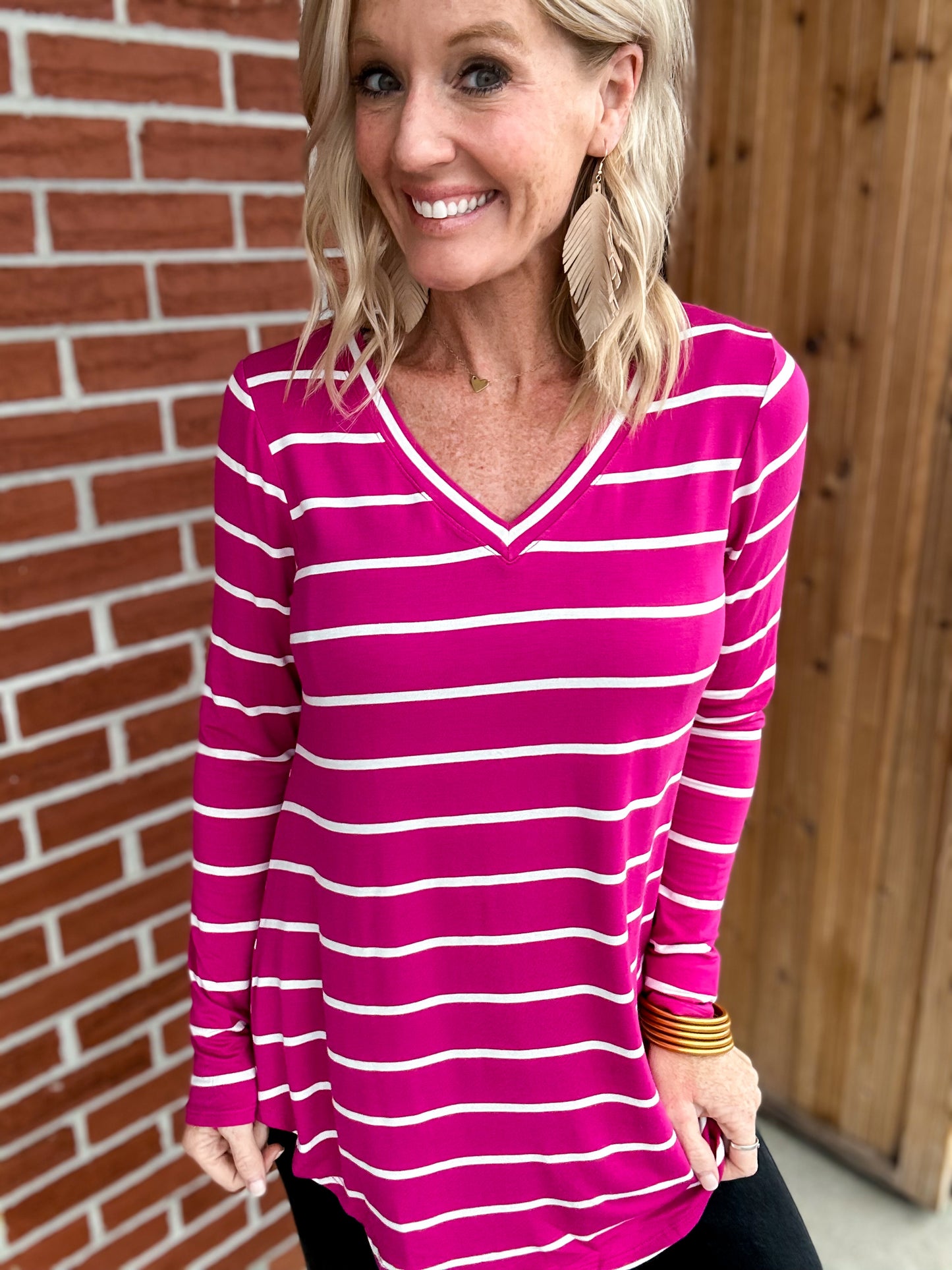 The Zara Striped V-Neck Top