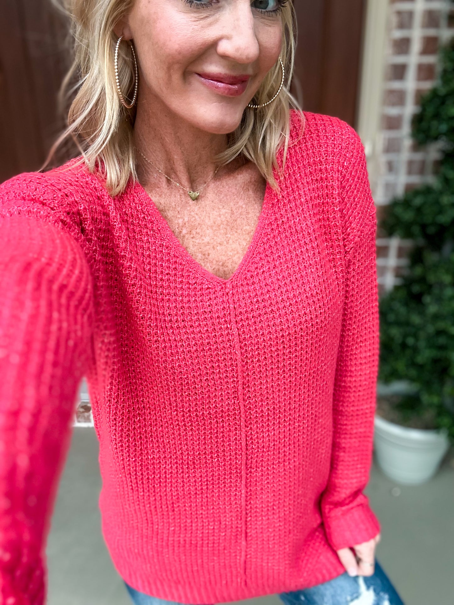 Can't Go Back V Neck Side Slit Pullover