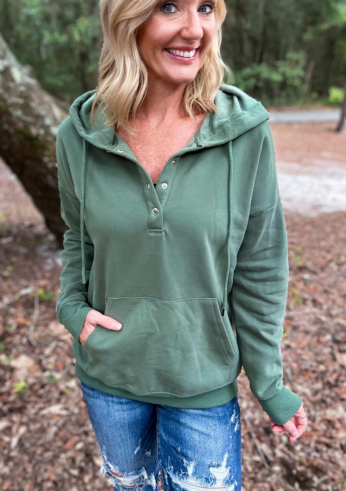Twenty 17 Button Henley Hoodie