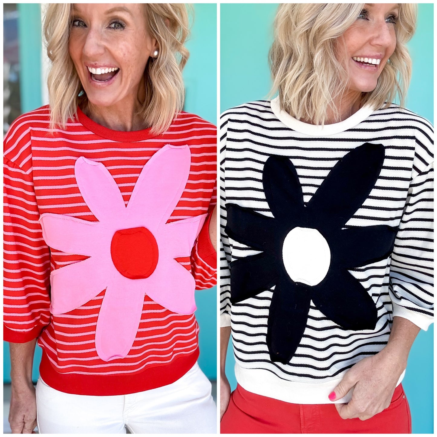 Striped Flower Patch Blouse