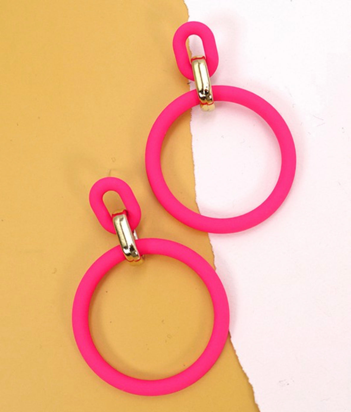 Matte Circle Link Drop Earrings