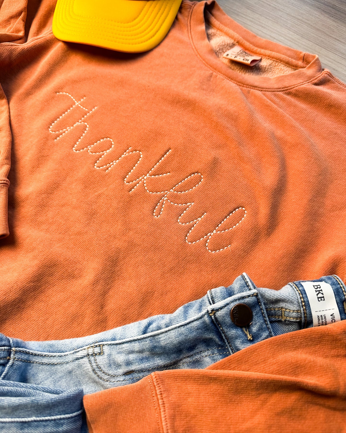 Thankful Embroidered Comfort Colors Sweatshirt
