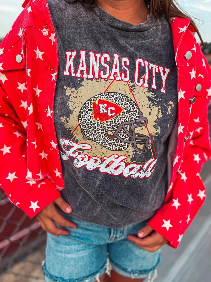 KC Football Acid Wash Tee