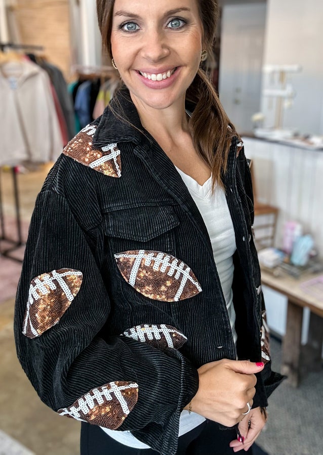 Football Sequin Washed Corduroy Jacket