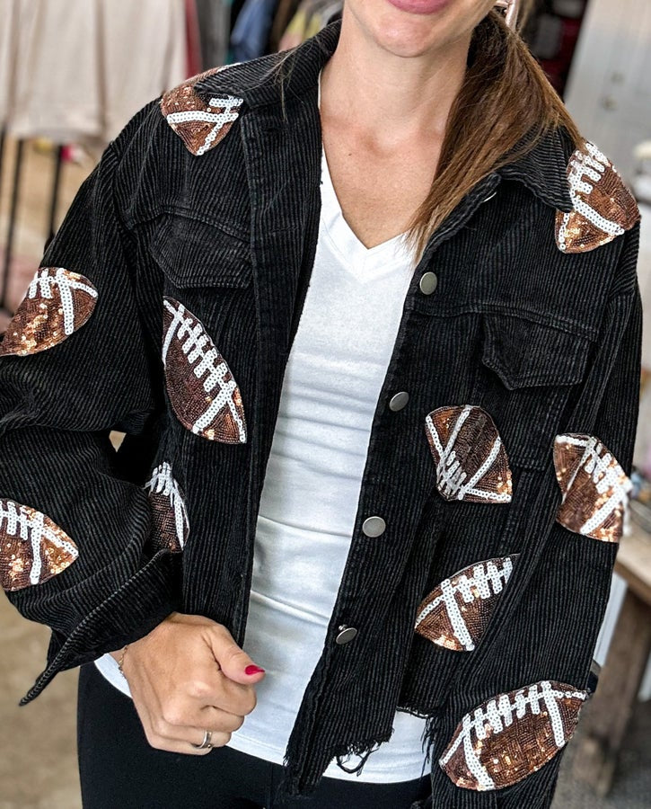Football Sequin Washed Corduroy Jacket